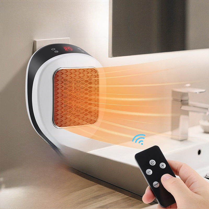 Plug-in heater with remote control warming a room