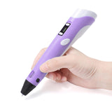 Bolígrafo 3D morado con pantalla LCD